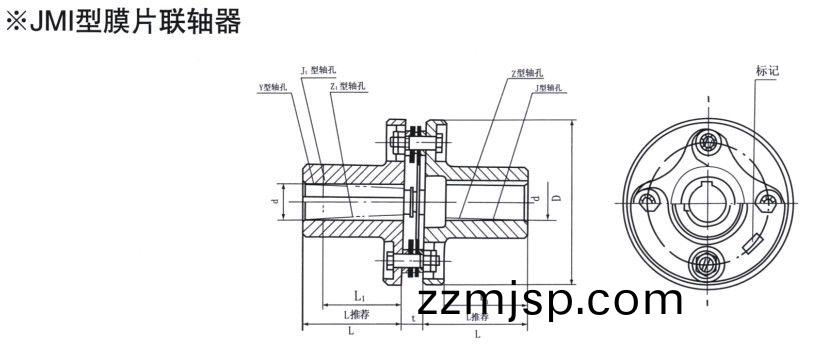 JMI型膜(mo)片(pian)聯(lian)軸(zhou)器 JMI型(xing)膜(mo)片(pian)聯(lian)軸(zhou)器(qi)
