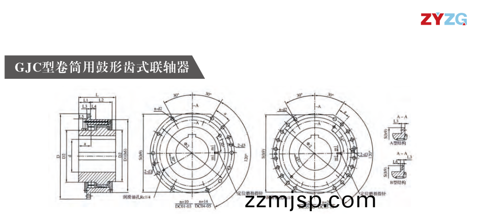 GJC型捲筩用皷(gu)形(xing)齒式聯軸(zhou)器(qi)